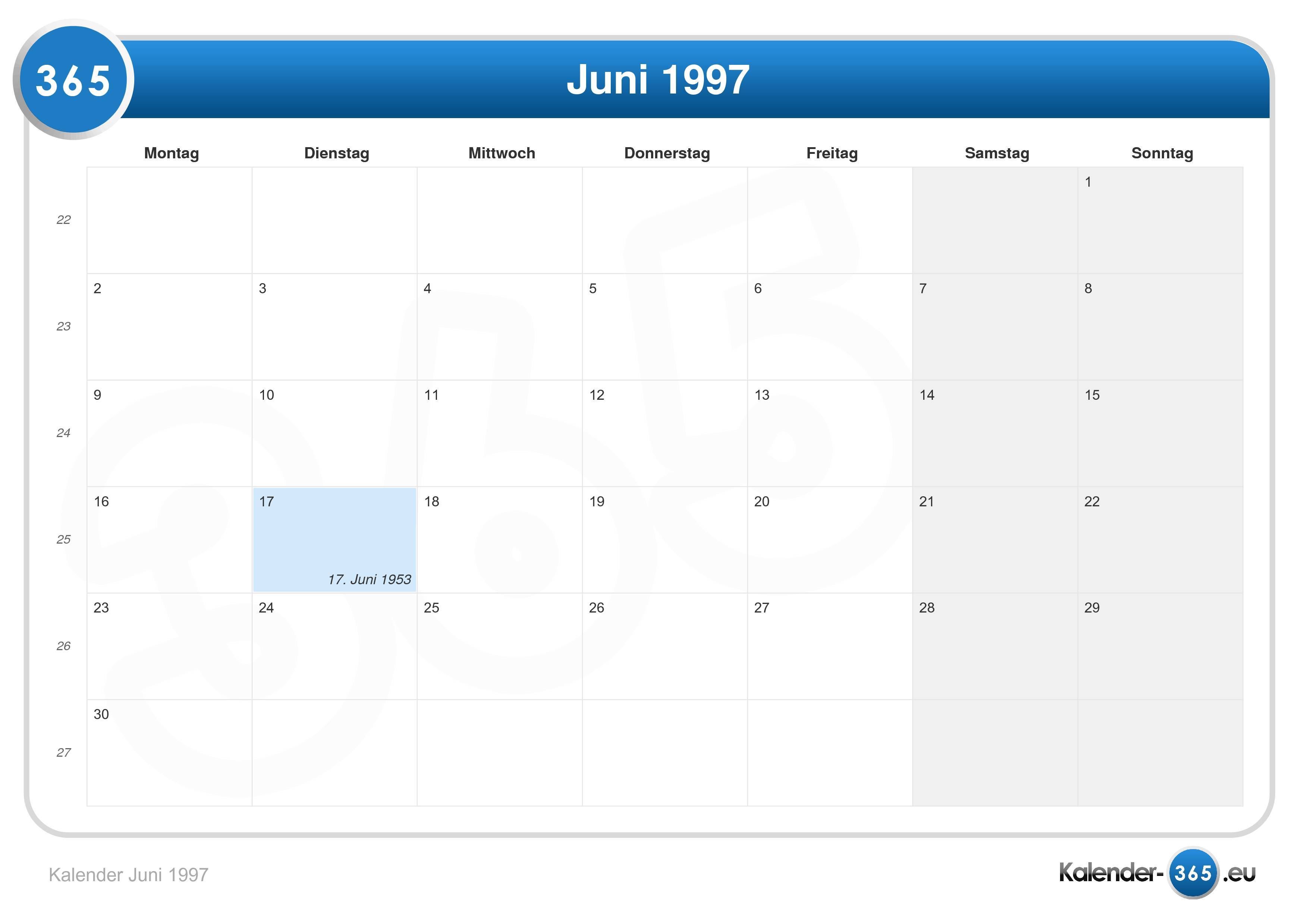 Kalender juni 1997