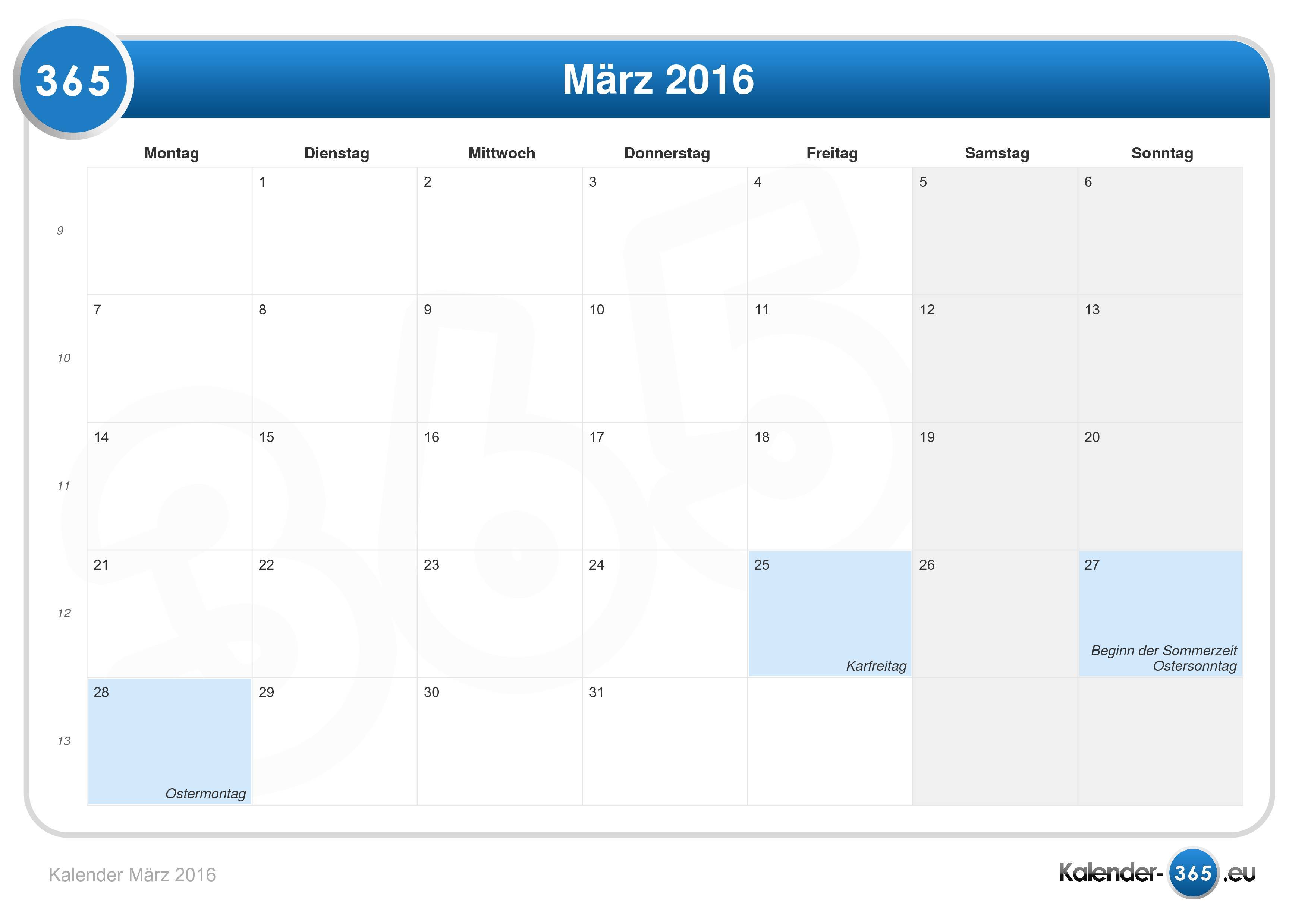 kalender ostern