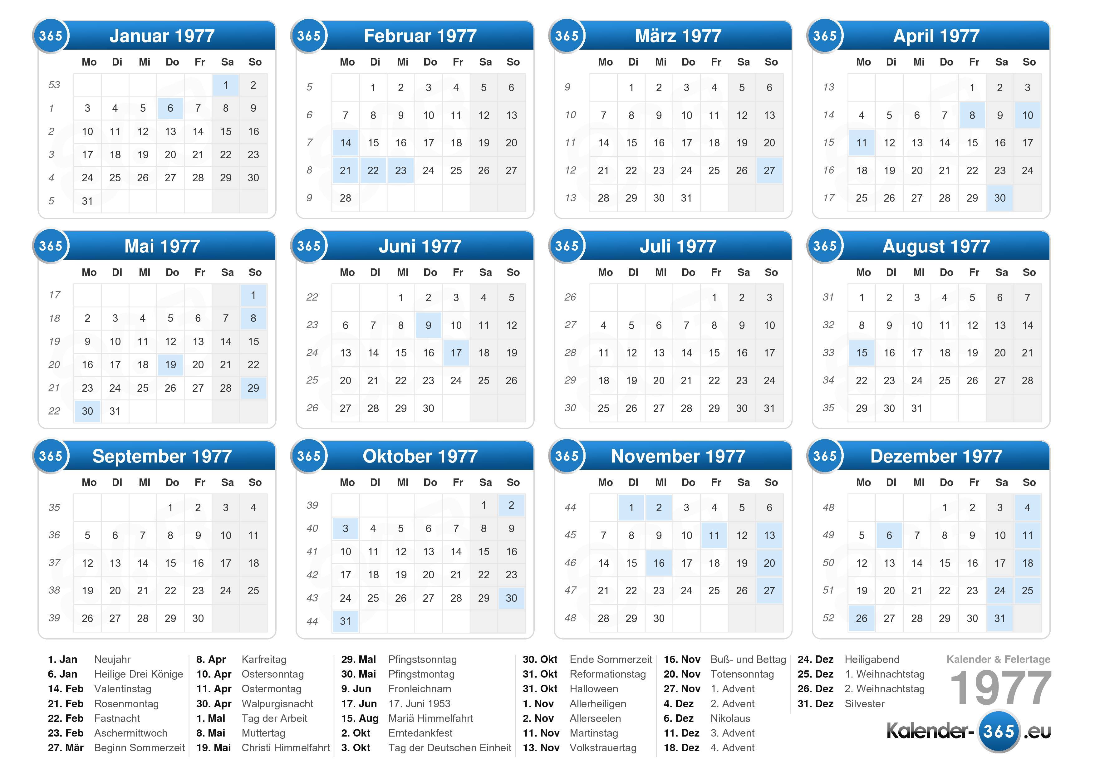 Kalender 1977