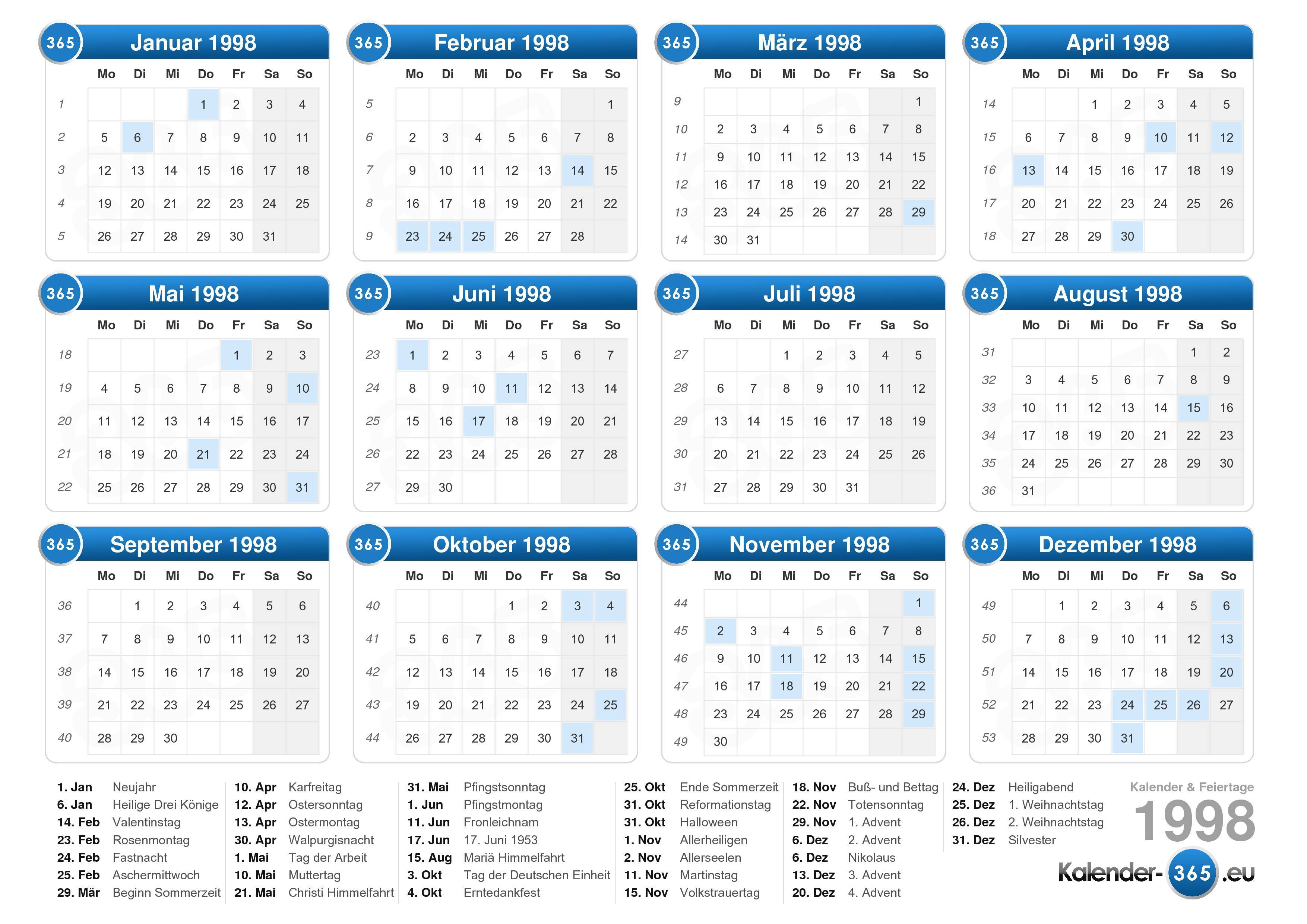 Kalender 1998