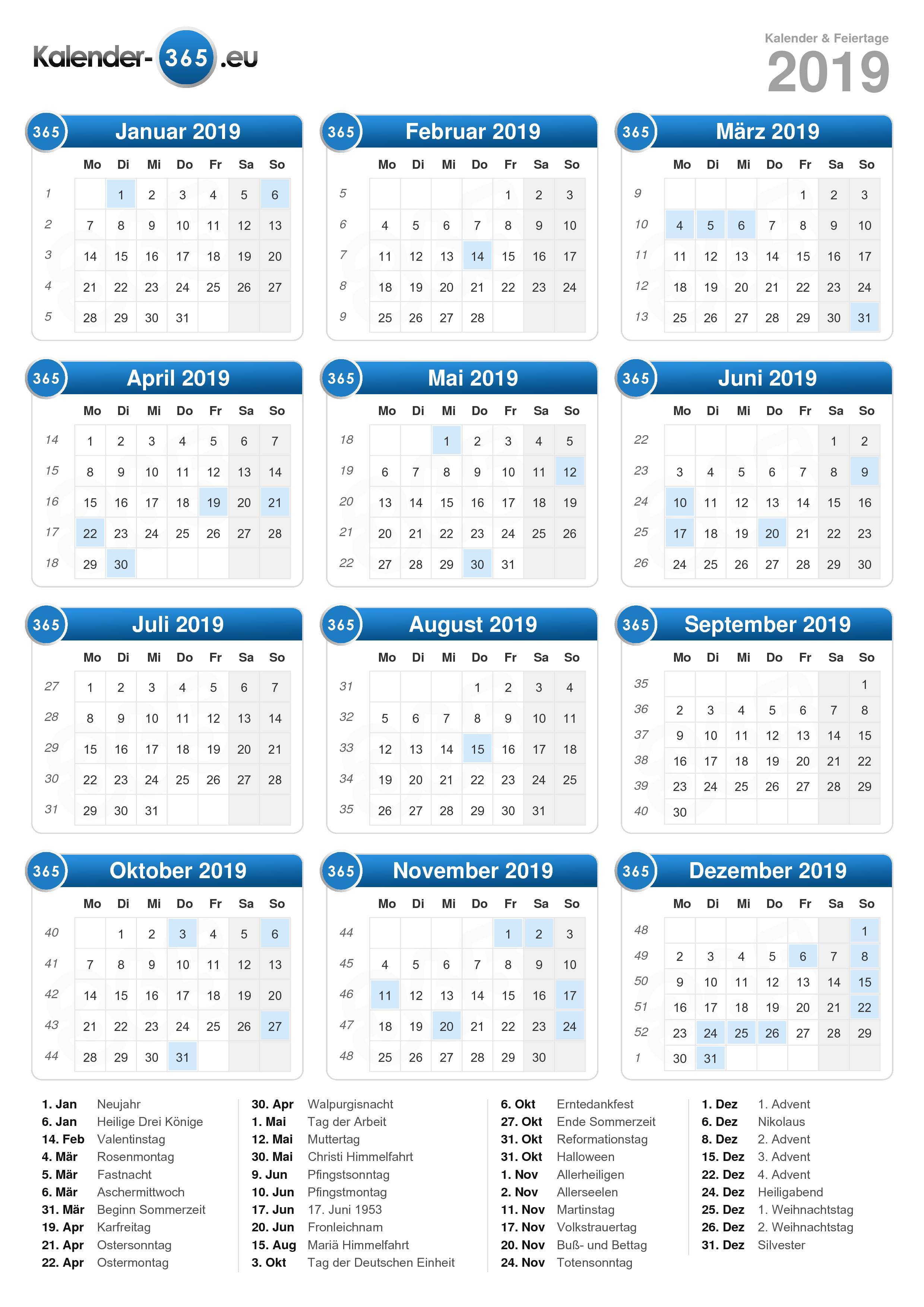 Din A4 Kalender 2019 Zum Ausdrucken - Kalender Plan