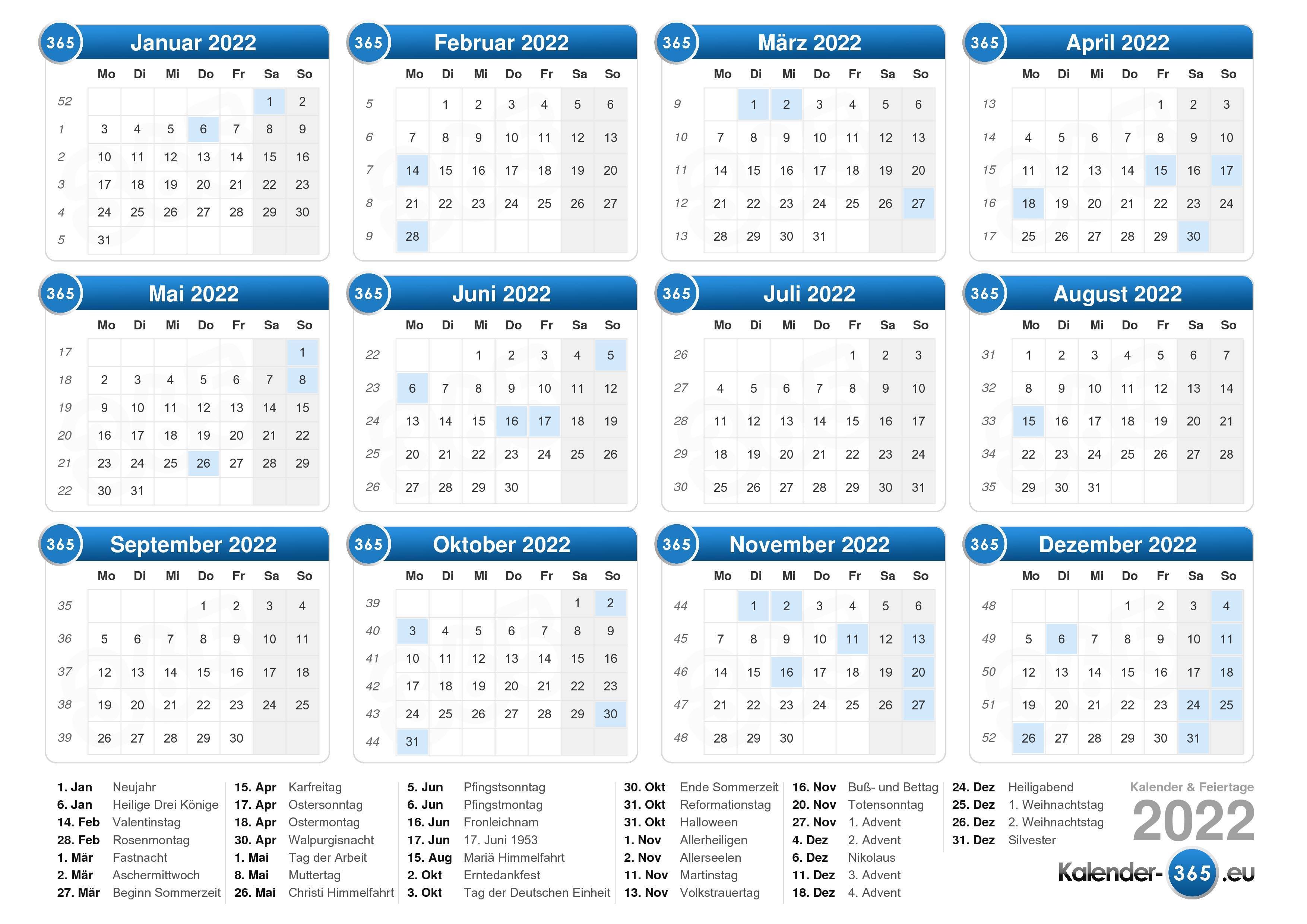  Kalender  2022 