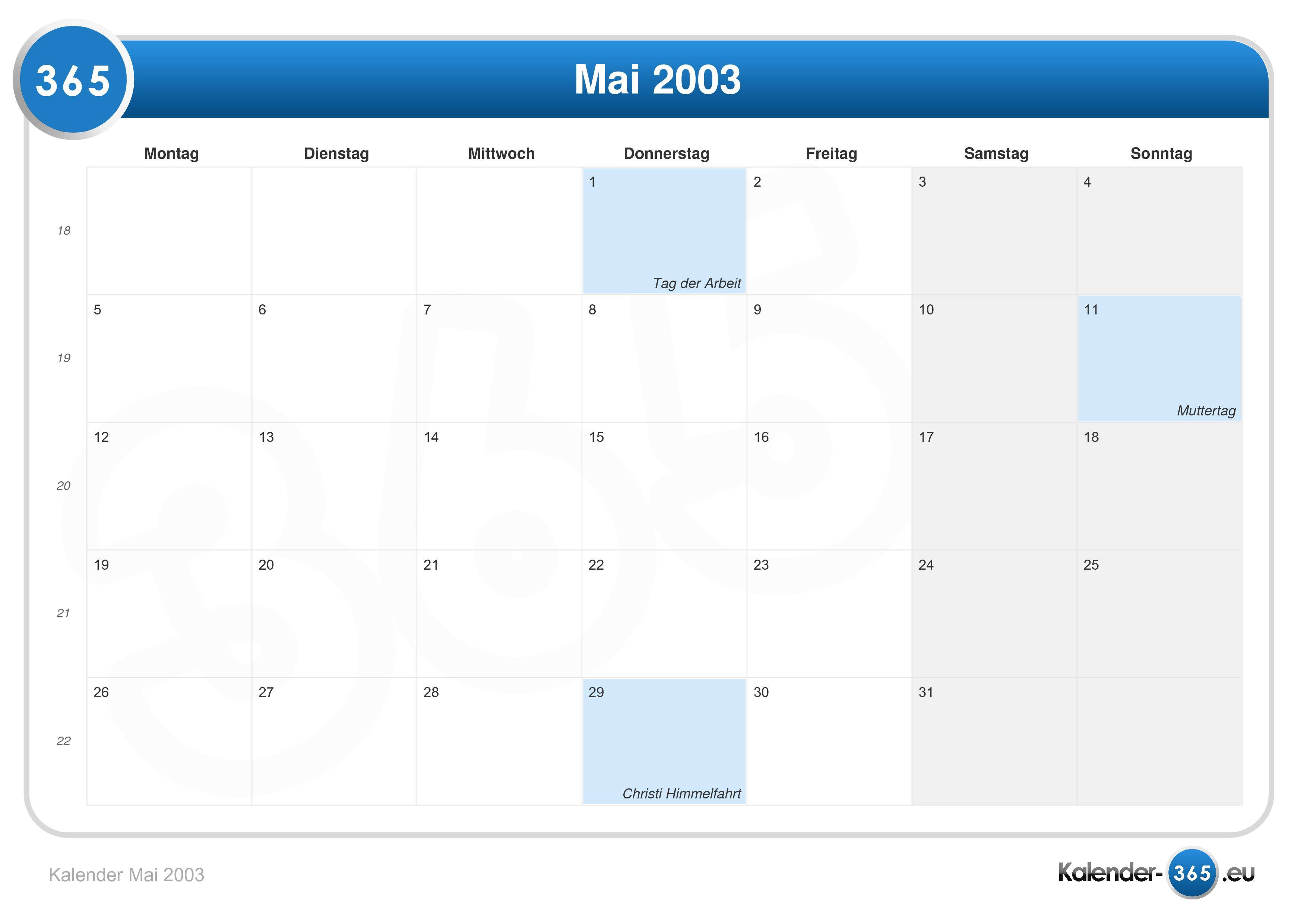 Kalender Mai 2003