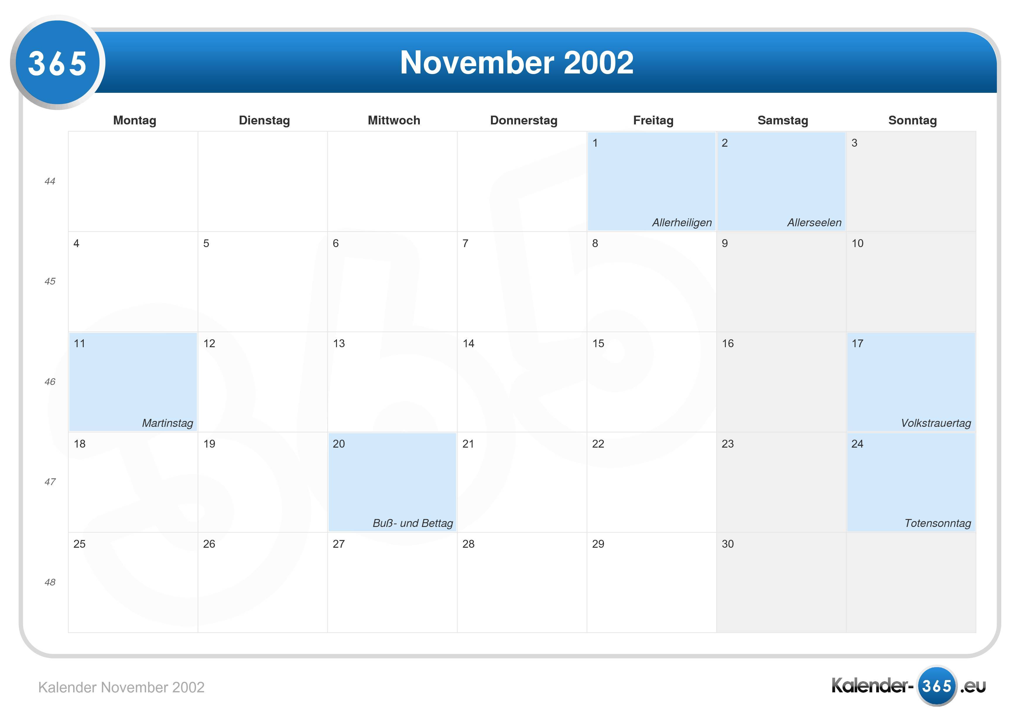 Kalender November 2002